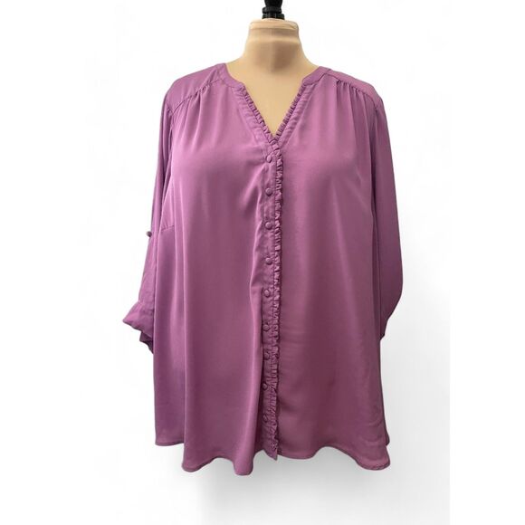 TORRID Harper - Lavender Ruffle Georgette Blouse, Size 5 - Picture 2 of 9